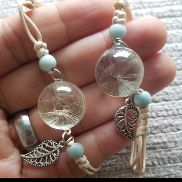 Glass Ball Dried Dandelion Bracelets Ceramic  Hand - Picture 2 of 3